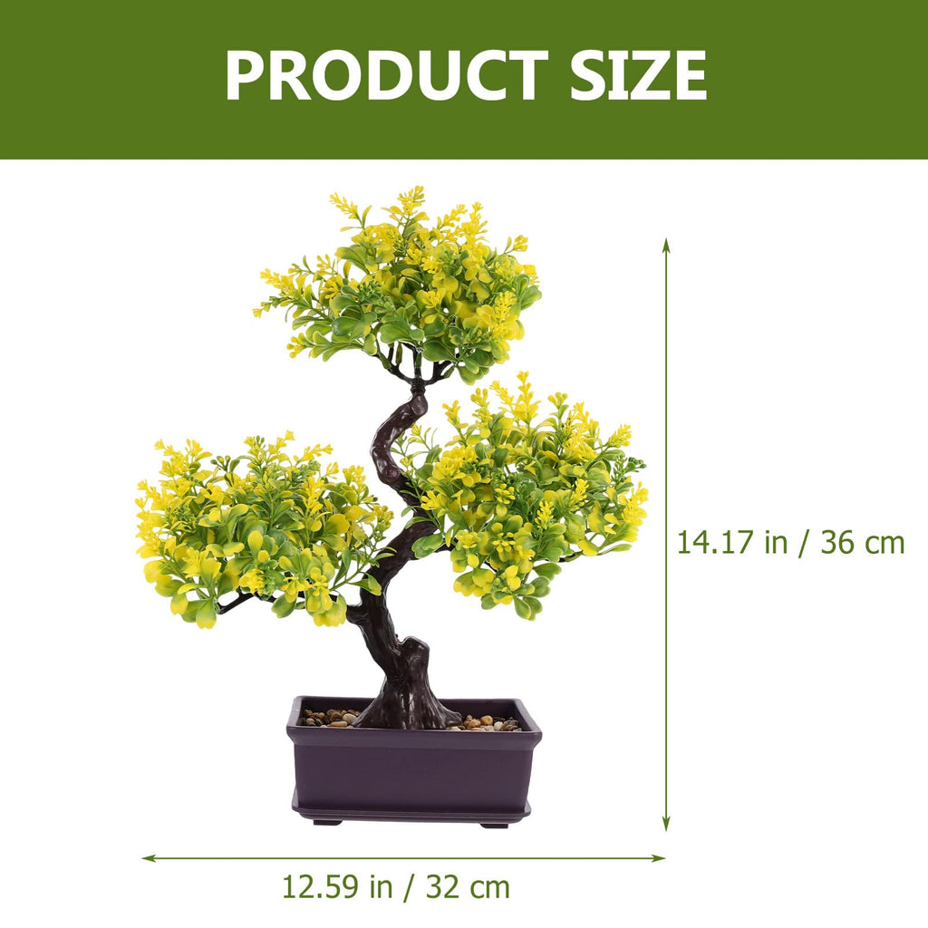 Artificial Bonsai Tree Faux Potted Plant Simulation Desk Decor Low Maintenance Greenery 14.17X12.59X3.93 Inches