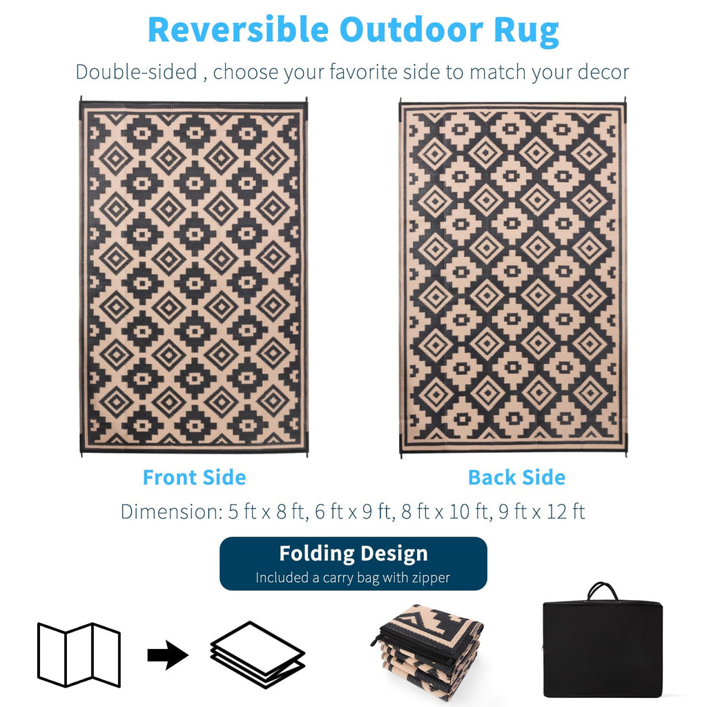 9x12 ft Outdoor Rug, Modern Waterproof Area Rug