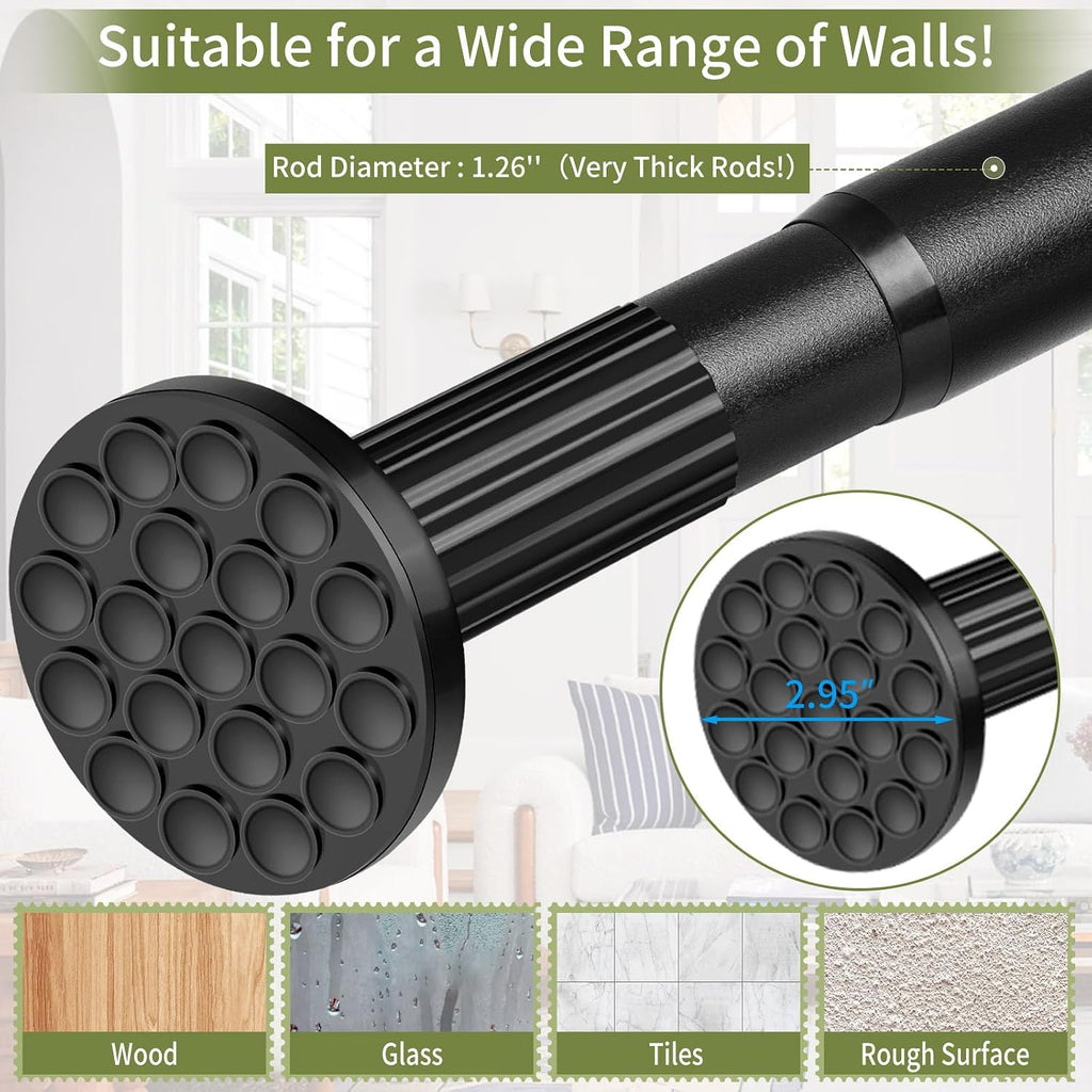 Tension Curtain Rod 51-165In(4.25-13.75Ft), Extra Long Outdoor Curtain Rod No Drilling for Window or Bathroom Patio