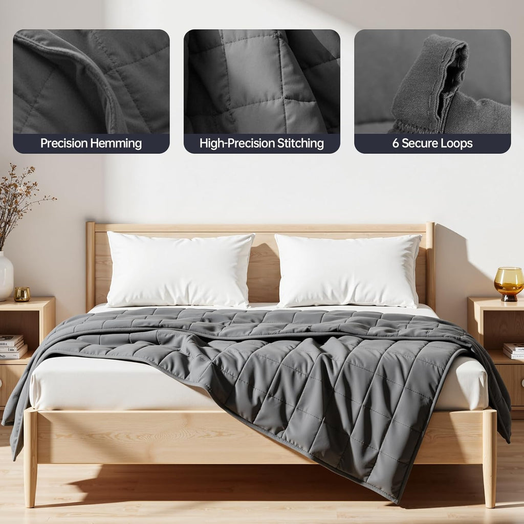 Weighted Blanket 20 lb, 60" x 80" Twin Size Cooling Cotton Machine Washable | Premium glass bead fill, Even-weight