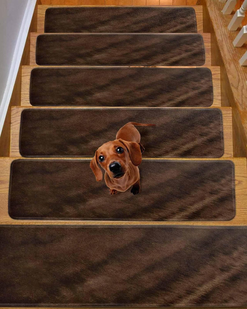 Rustic Wood Stair Treads for Wooden Steps Indoor, Non-Slip Stair Treads Carpet Peel & Stick Self-Adhesive Staircase