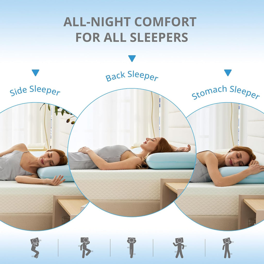 Cooling Gel Memory Foam Pillow for Hot & Side Sleepers, Neck Support, Blue | Ergonomic Pressure Relief, Fits Back &