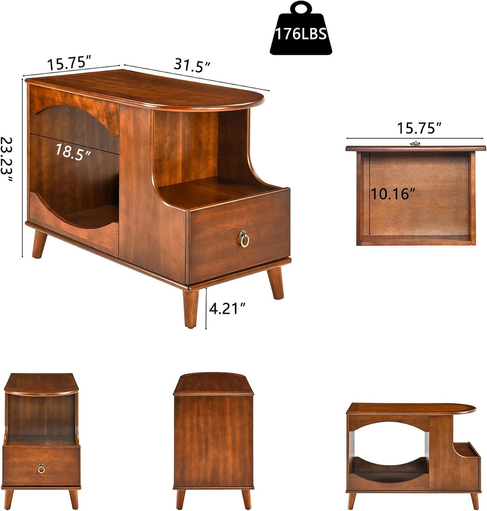 Solid Wood Cat Litter Box Enclosure with Drawer, Wooden Cat Bed
