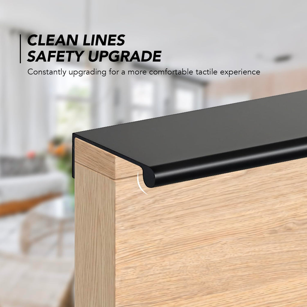 Matte Black Cabinet Pulls Finger Edge Pulls 3 Inch 2 Pack