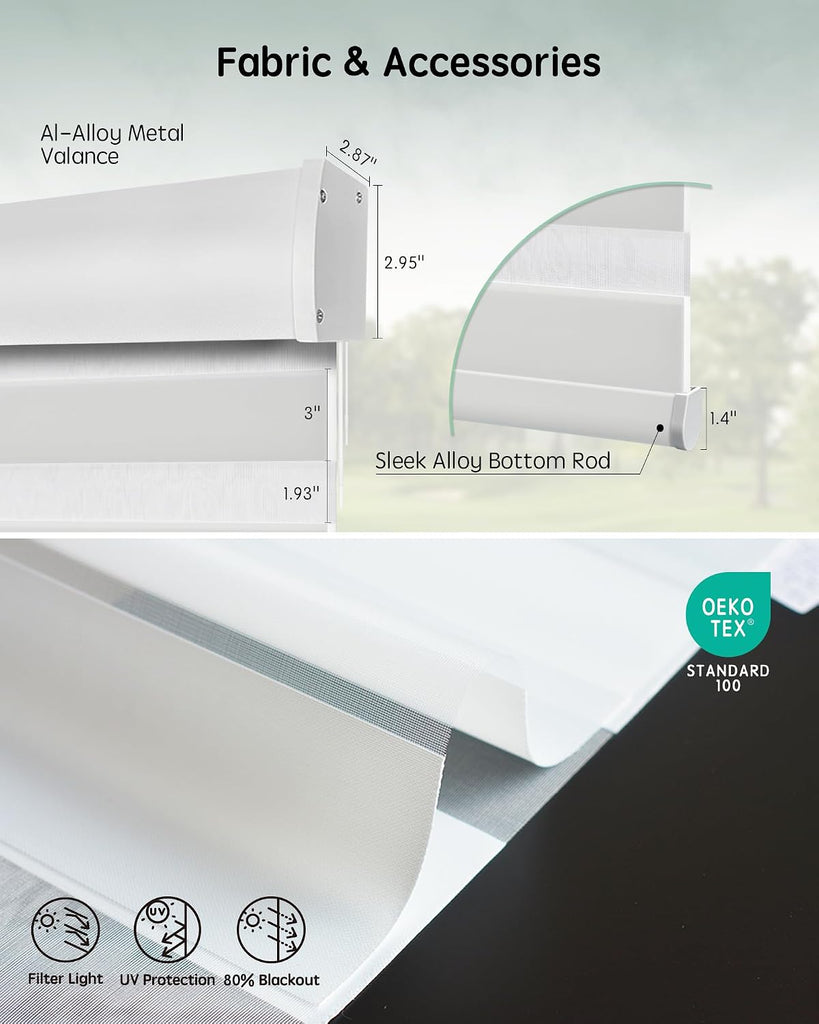 Motorized Blinds with Remote, Electric Zebra Blinds for Indoor Windows, Room Darkening Smart Shades with Voice