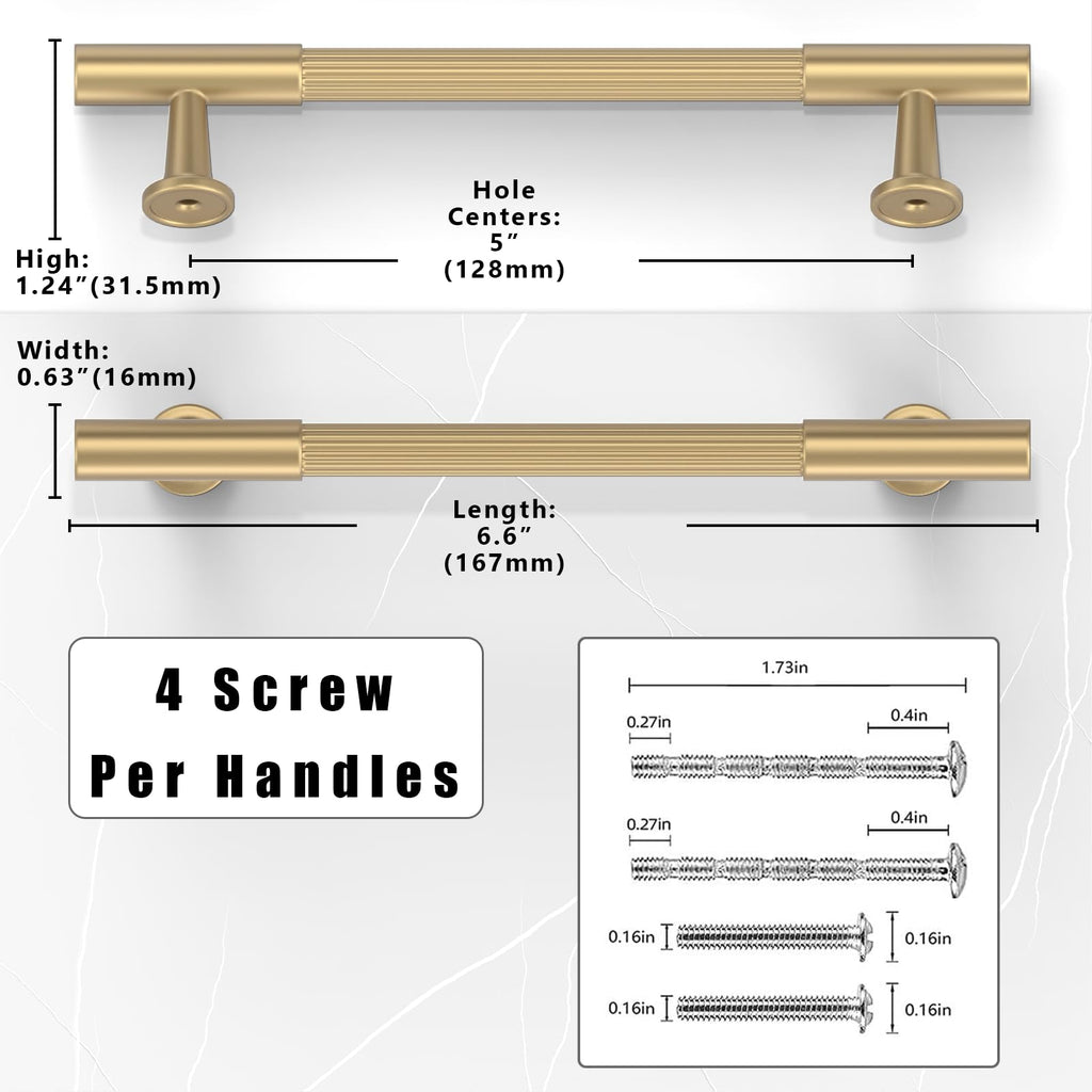 10 Pack Champagne Bronze Cabinet Pulls 5 Inch(128mm) Honey Bronze Kitchen Cupboard Handles Solid Heavy Duty Zinc