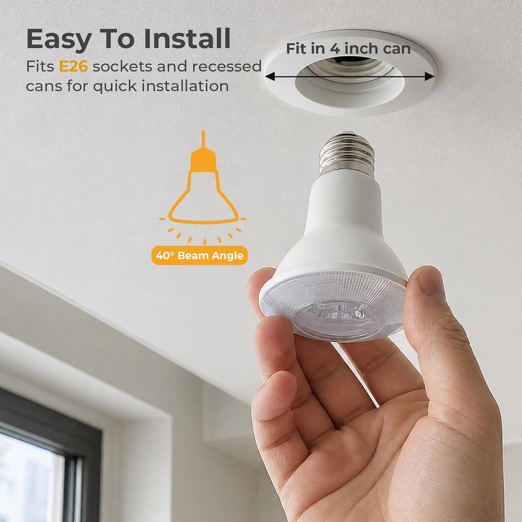 PAR20 LED Flood Light Bulbs Indoor, E26, 50W Equivalent, 3000K Soft White