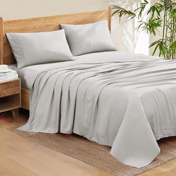 600 Thread Count Pure Egyptian Cotton Sheet Set - Luxury 4-Piece Sheets - 12 Inch Deep Pocket Sheet Set - Silver Grey