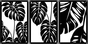 Metal Wall Art, Monstera Leaf Decor - Set of 3