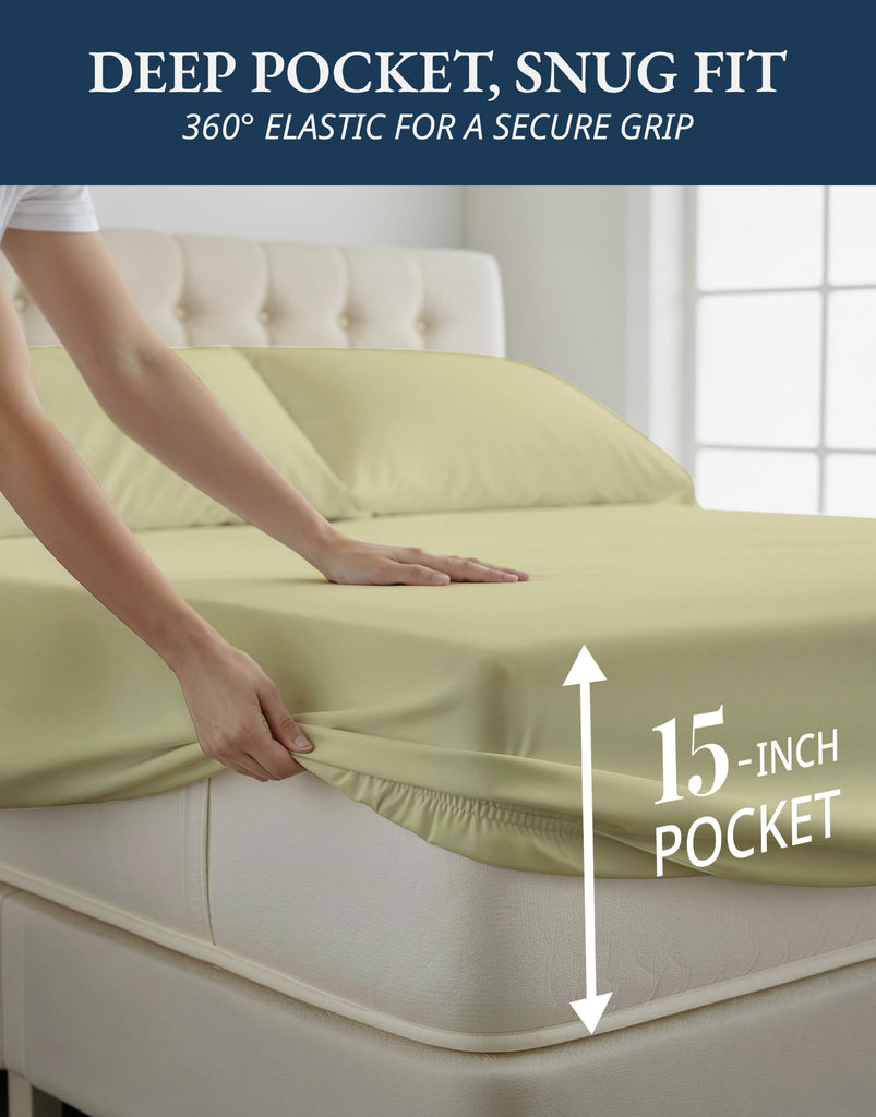 King Sheets Deep Pocket 100% Egyptian Cotton Sateen - Seafoam