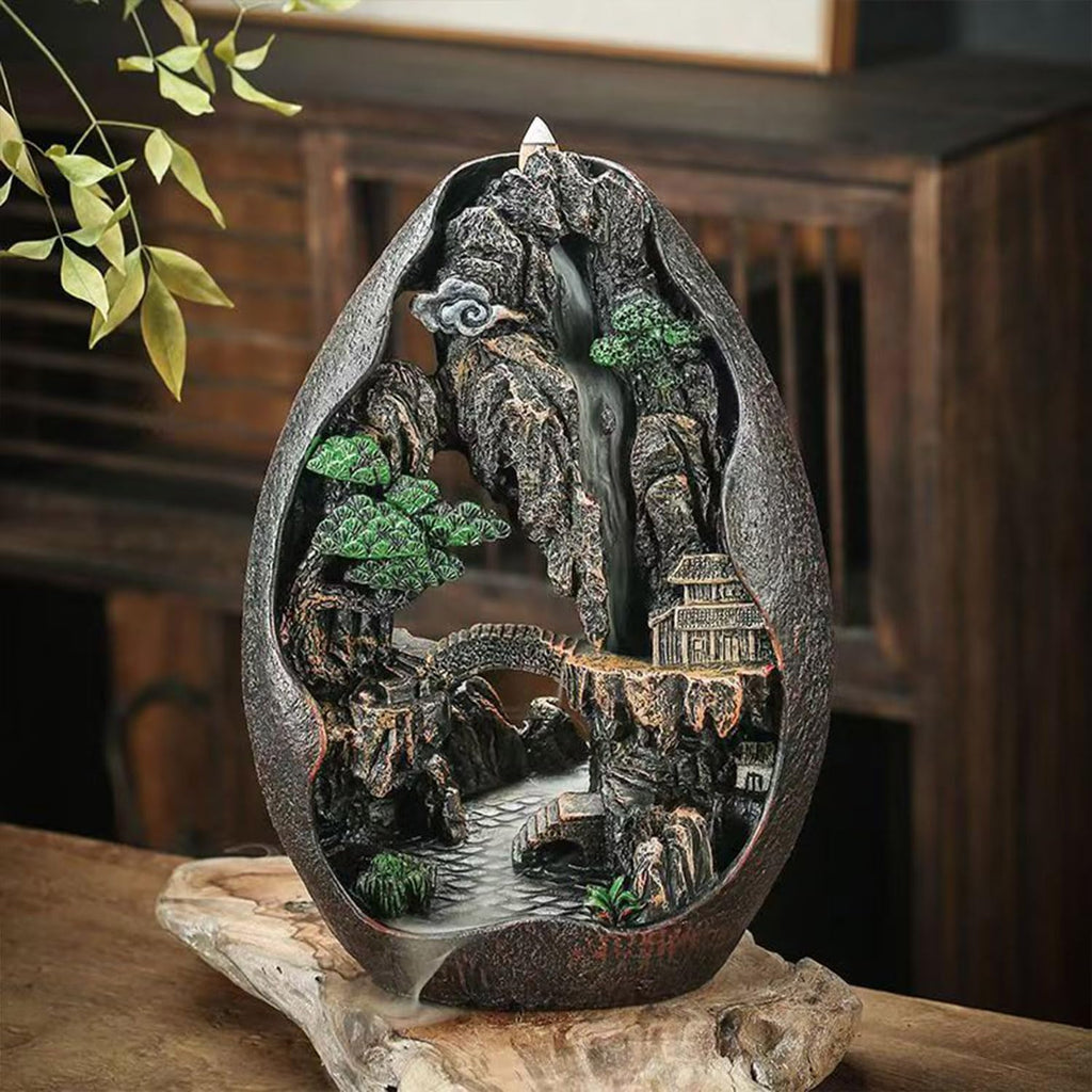 Mountain Waterfall Backflow Incense Burner Cascading Incense Cone Holder