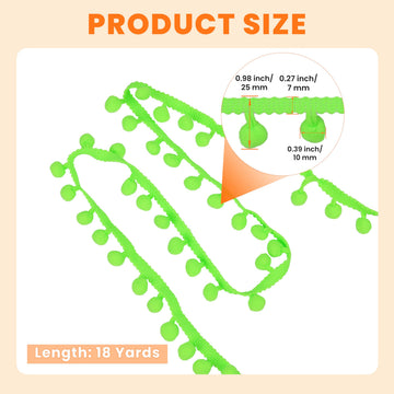 Pom Pom Trim, 1" Wide Ball Fringe (Light Green) - 18 Yards