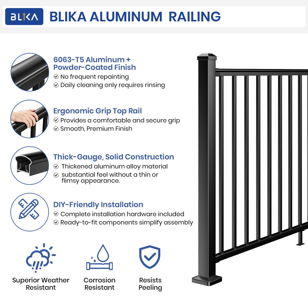 42 in H. x 4 ft W. Aluminum Deck Railing Kit with 45 in Post