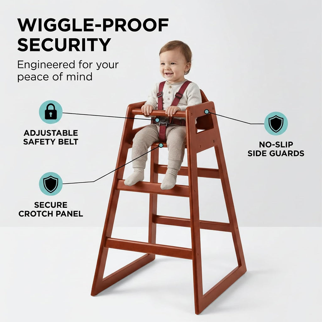 Stager Direct, Seating Ready-to-Assemble Restaurant Wood Bar Height High Chair, Baby Highchairs, Durable Dining