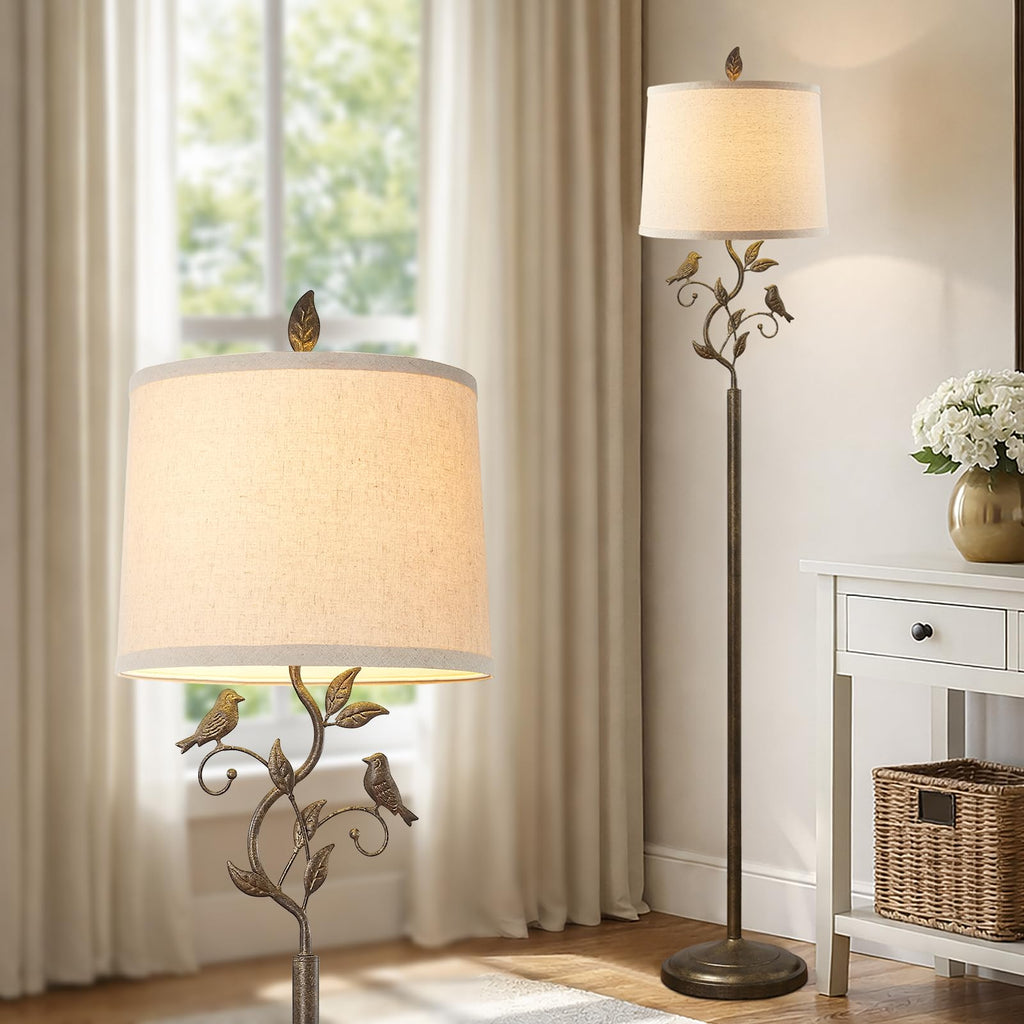 63" Farmhouse Iron Leaf Floor Lamp