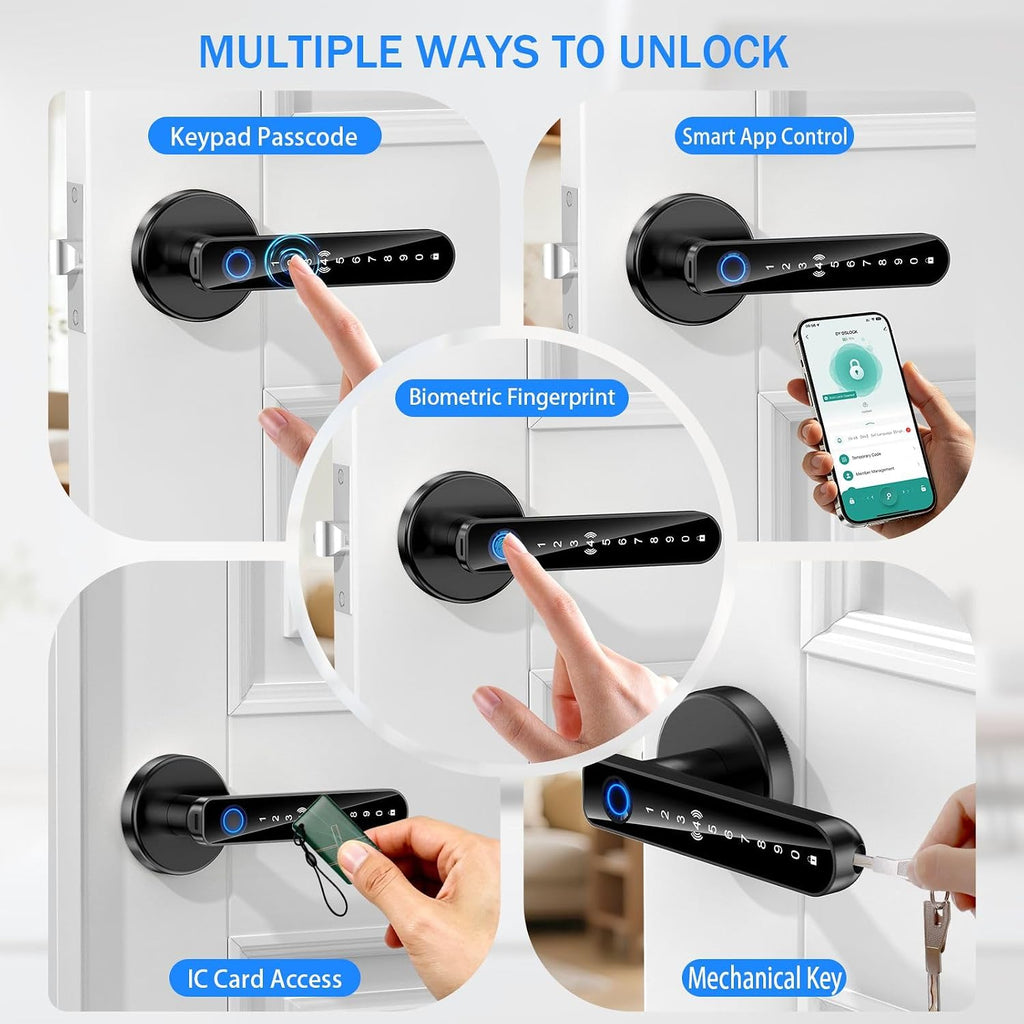 Fingerprint Door Lock - Smart Door Handle with Keypad, Biometric Door Knob