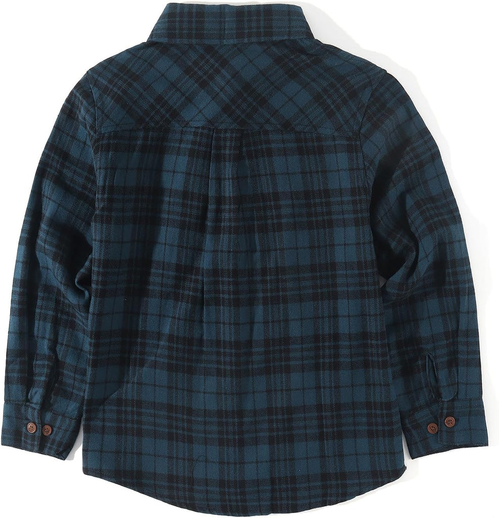 Boys Flannel Shirts Long Sleeve Casual Plaid Button Down Shirts