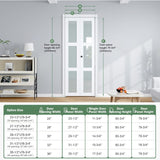 Bifold Doors for 32"×80-3/4" Opening, Preassembled White Frosted Glass Folding Barn Door, Sliding In