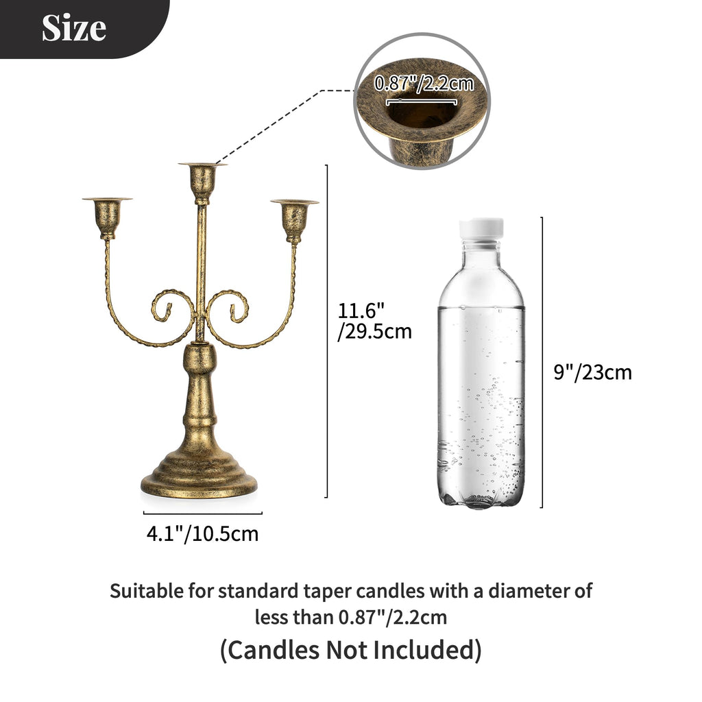 Candelabra Taper Candle Holders: Distressed Gold Candlestick Holder