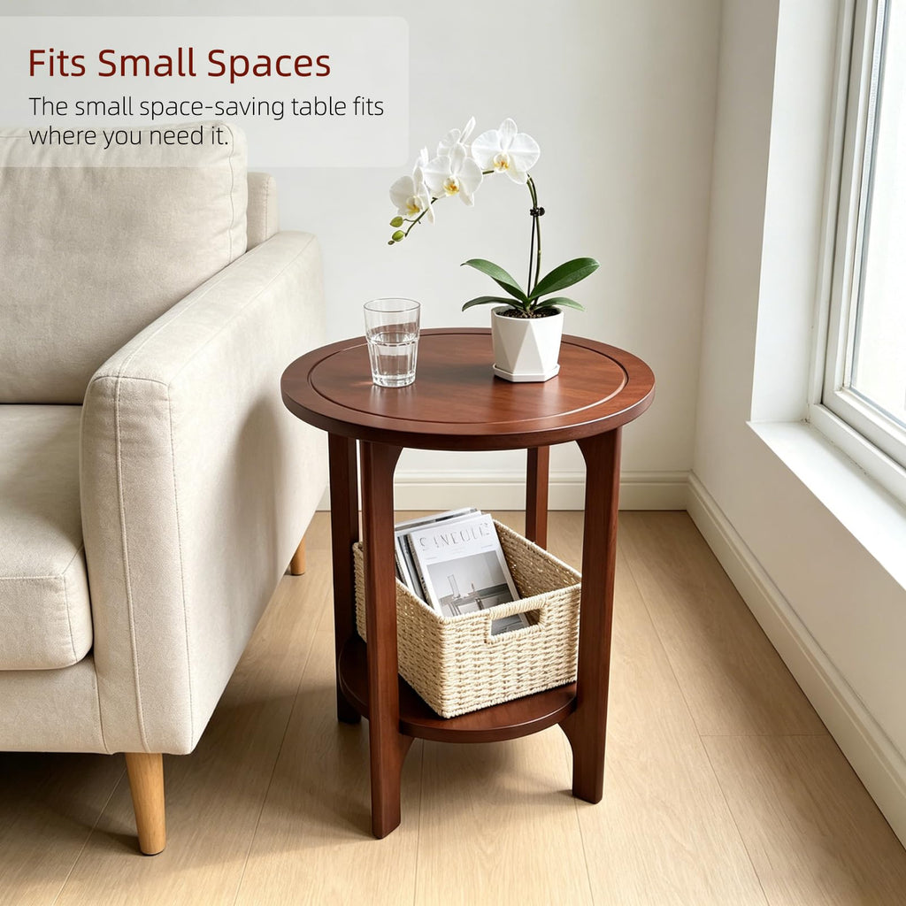 Solid Wood Round Side Table