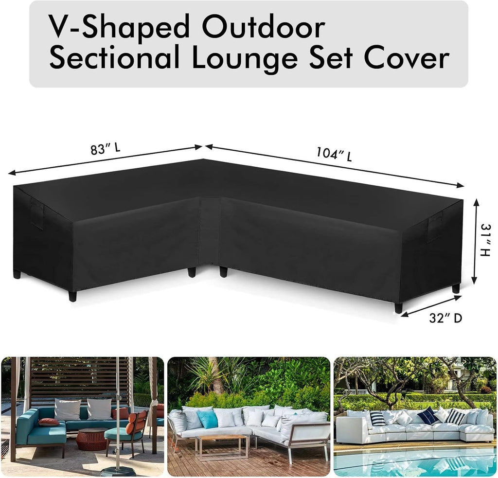 Patio L-Shaped Sectional Sofa Cover Waterproof, Heavy Duty Outdoor Sectional Couch Cover with Air Vent, Left Facing