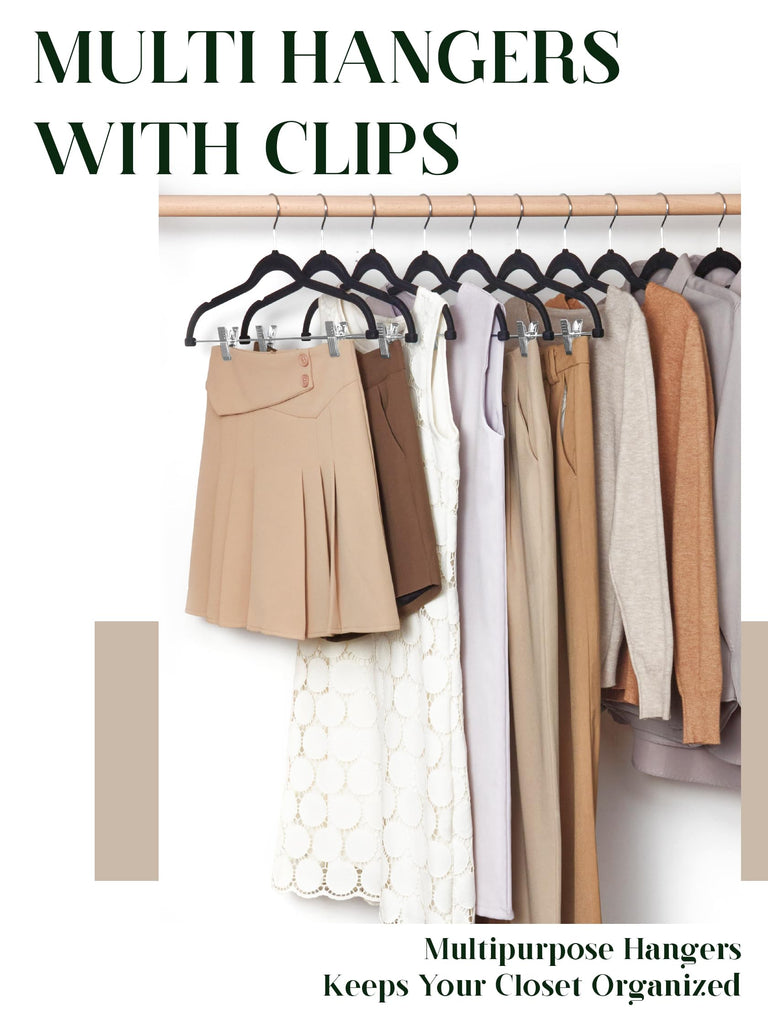 Velvet Pants Hangers 36 Packs, Skirt Hangers with Clips - Black