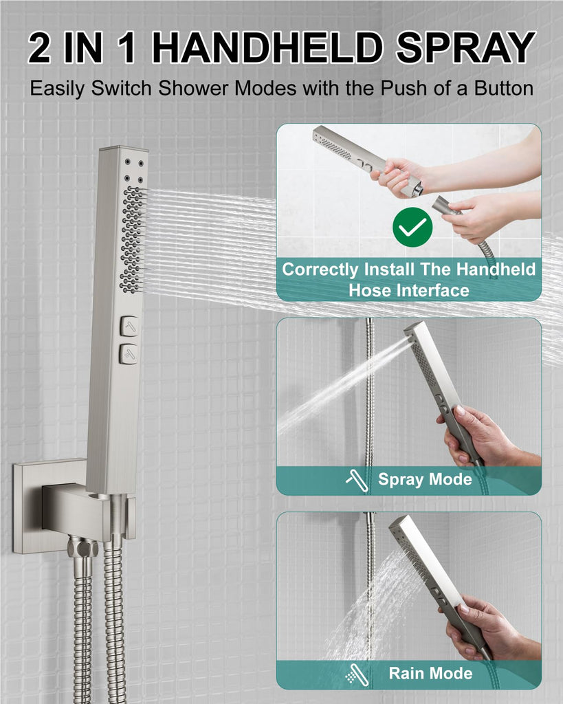 Shower Faucet Set 10-Inch Rain Shower System Brushed Nickel