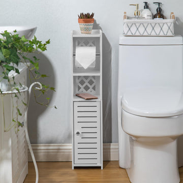 Toilet Paper Holder Small: No Drill Bathroom Storage for Renters