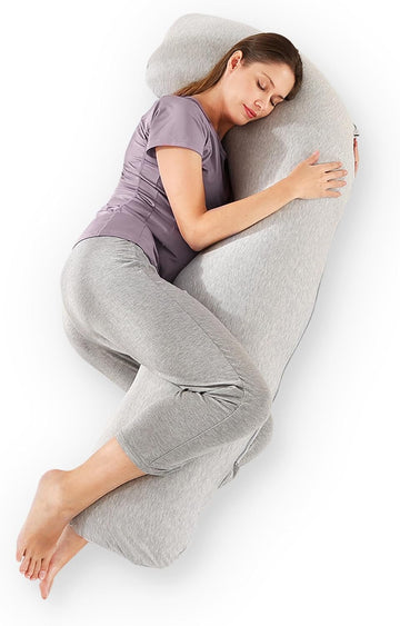 Comfort Pregnancy Pillow - J Shaped Maternity Pillow for Side Sleeping & Nursing Cozy Support for Neck,Head, Back and
