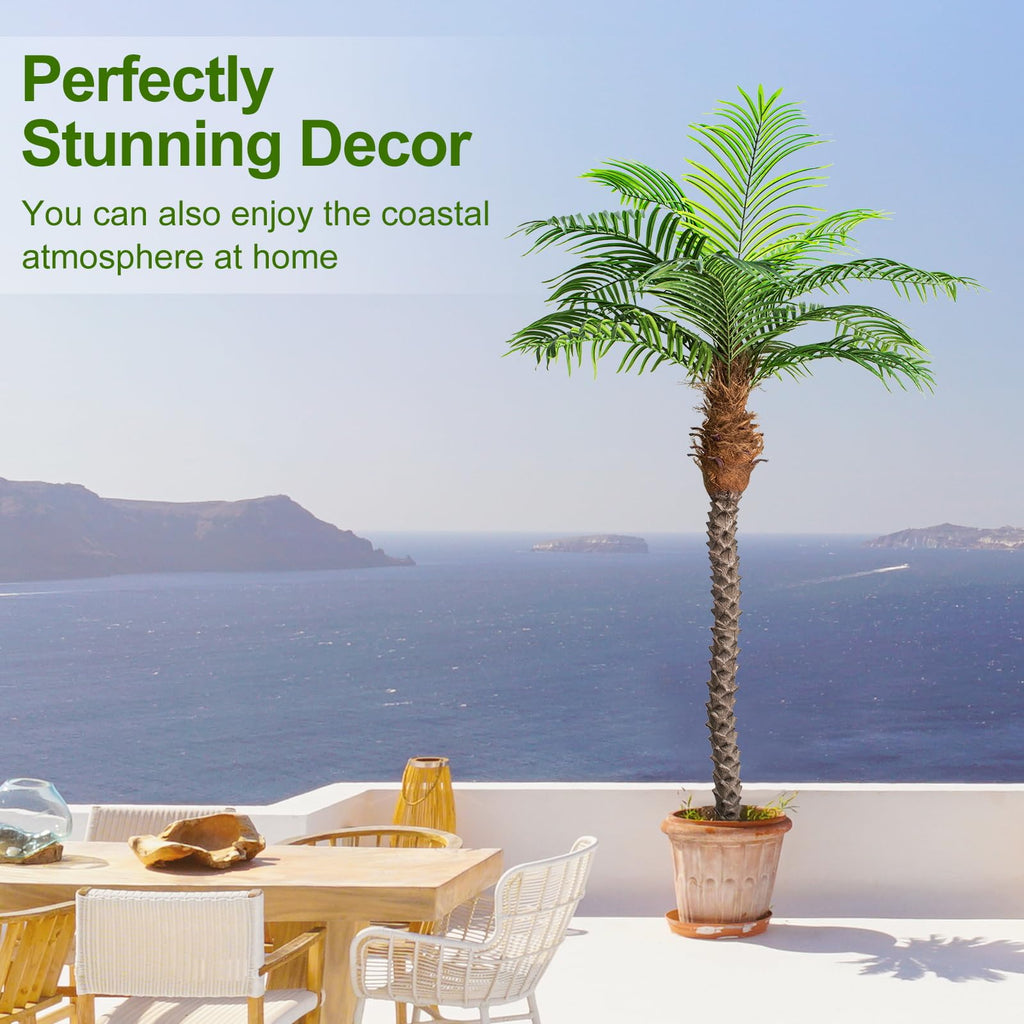 7ft Tall Artificial Phoenix Palm Tree for Outdoor Indoor Decor, Large Faux Coconut Silk Palm Tree Tropical Fake Tree