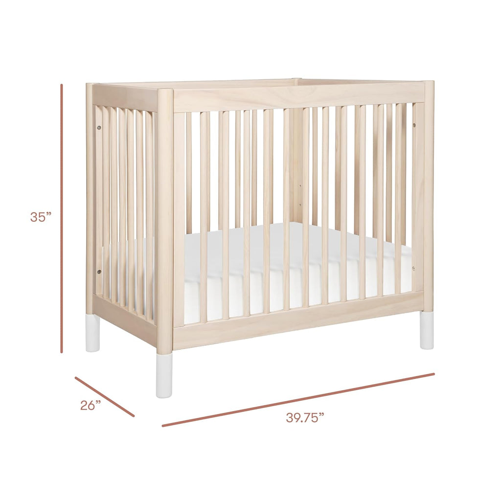 Gelato 4-in-1 Convertible Mini Crib in Washed Natural and White, Greenguard Gold Certified | GREENGUARD Gold