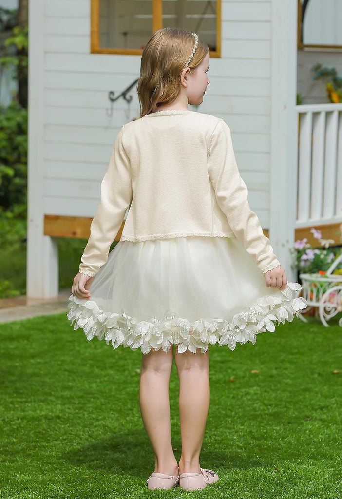 Girls Long Sleeve Cardigan One Button Sweater Crop Shrug for Dress