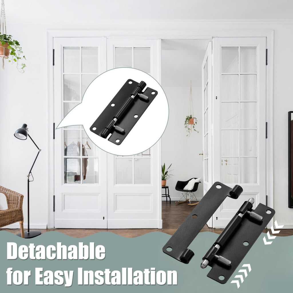 4 Inch Quick Release Hinge Rustproof Black Finish, 2 Pack