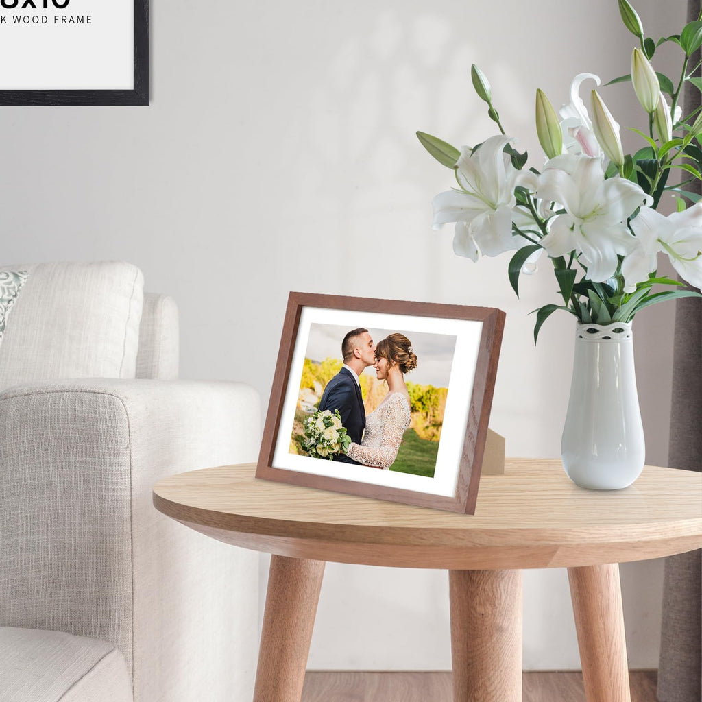 Walnut Wood Picture Frame, 8x10 inches, 1 Pack, Natural Solid Wooden Frame for Wall Art Photo and Prints