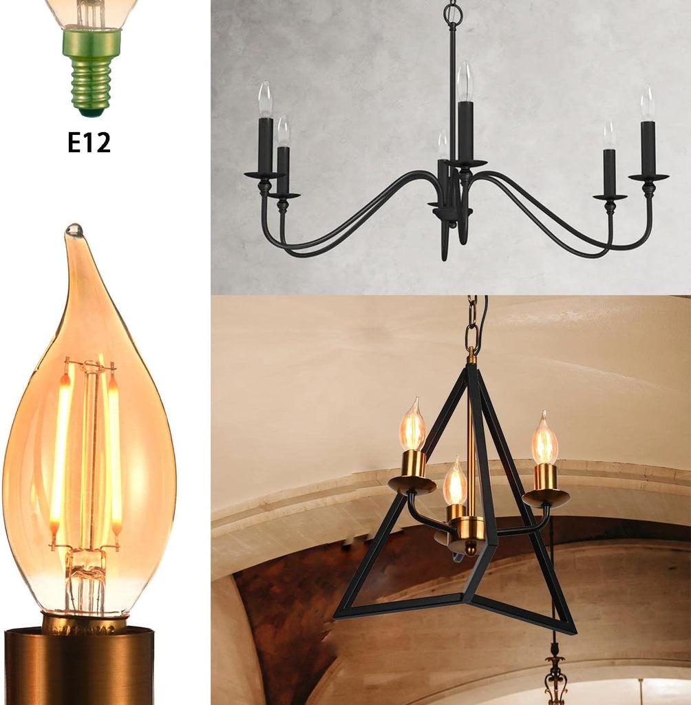 E12 Led Light Bulbs Retro Candelabra Led Light Bulbs Dimmable 25 Watt Incandescent Equivalent CRI 85+ 150lm Flame Tip