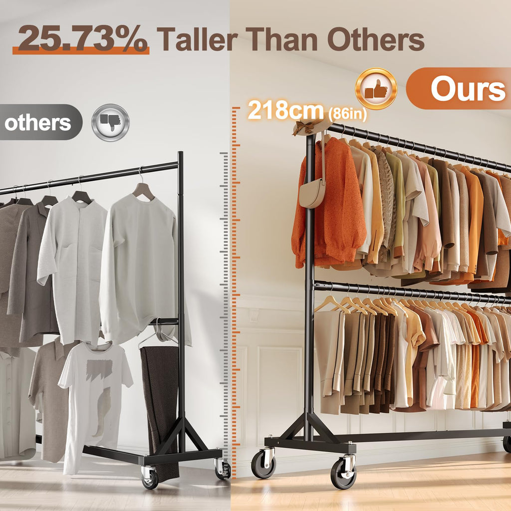 Z Rack, Clothes Rack Hold 550LB Adjustable Height Black 2 Packs