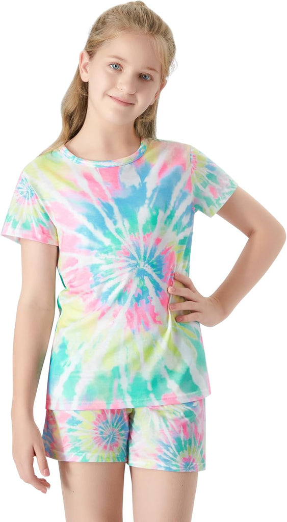 Girls Summer Pajama Set Cute Prints Short Sleeves Shorts