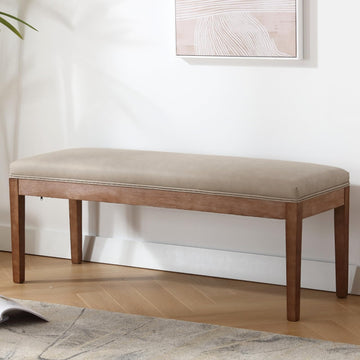 Padded Entryway Bench PU Leather Upholstered Dining Table Benches Farmhouse Shoe Bench Seat Bedroom End of Bed 45.5"
