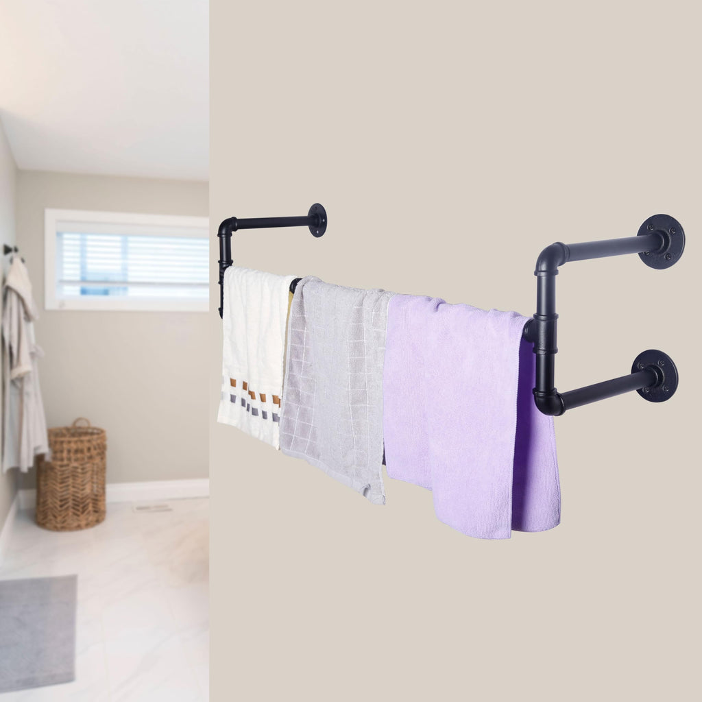 Clothing Rack Wall Mount,42" Industrial Pipe Clothes Rack for Hanging Clothes,Heavy Duty Iron Garment Rack Bar,Retail