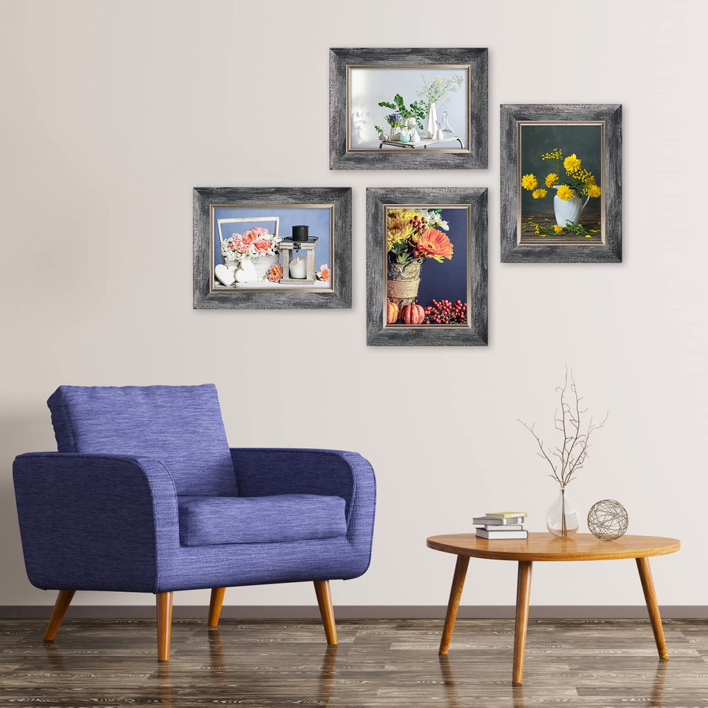 5x7 Picture Frames Set of 4, Rustic Retro Photo Frame(Grey)