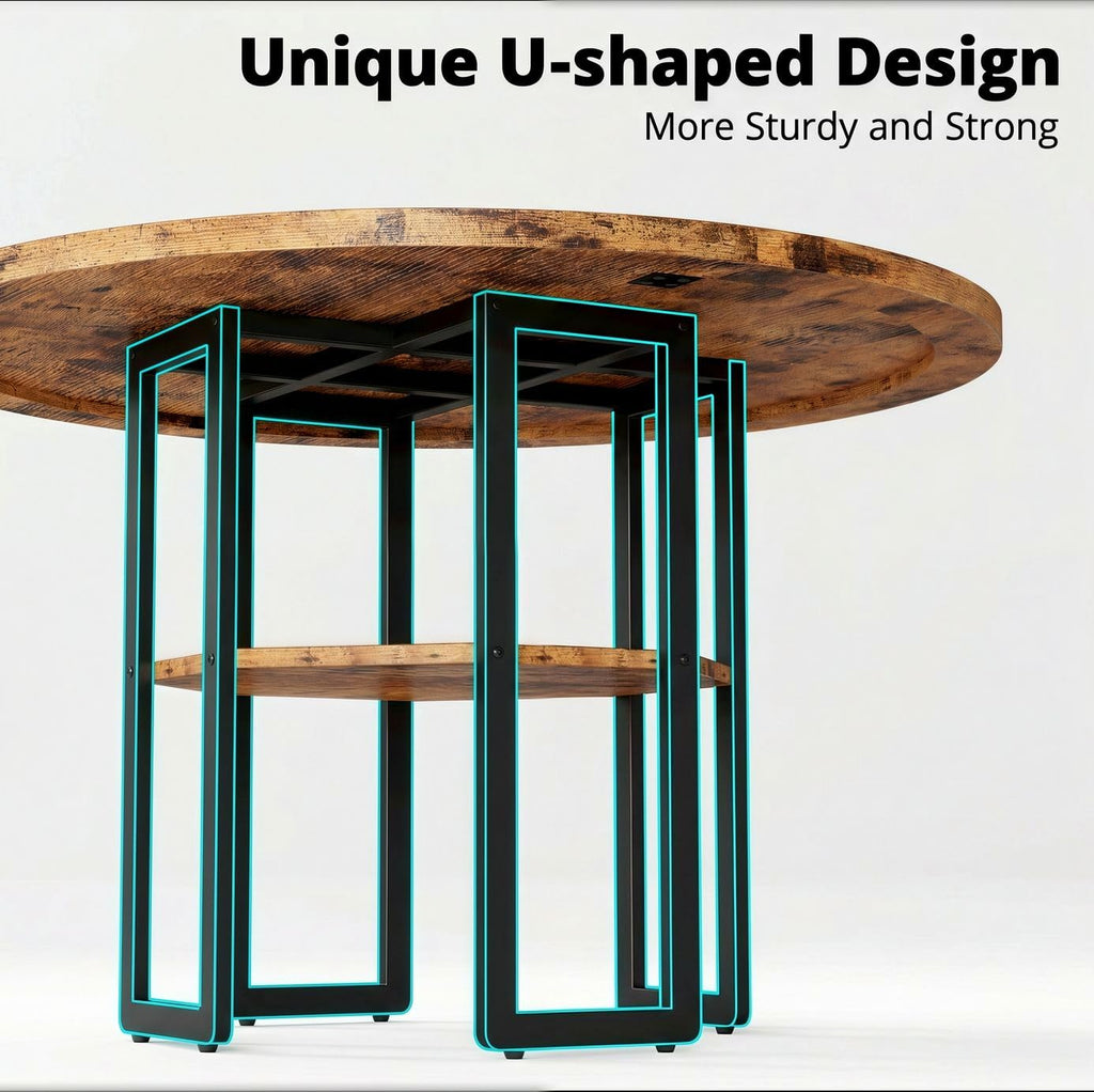 Dining Table Set for 4, 47.2 inch Round Kitchen Table and 4 Chairs