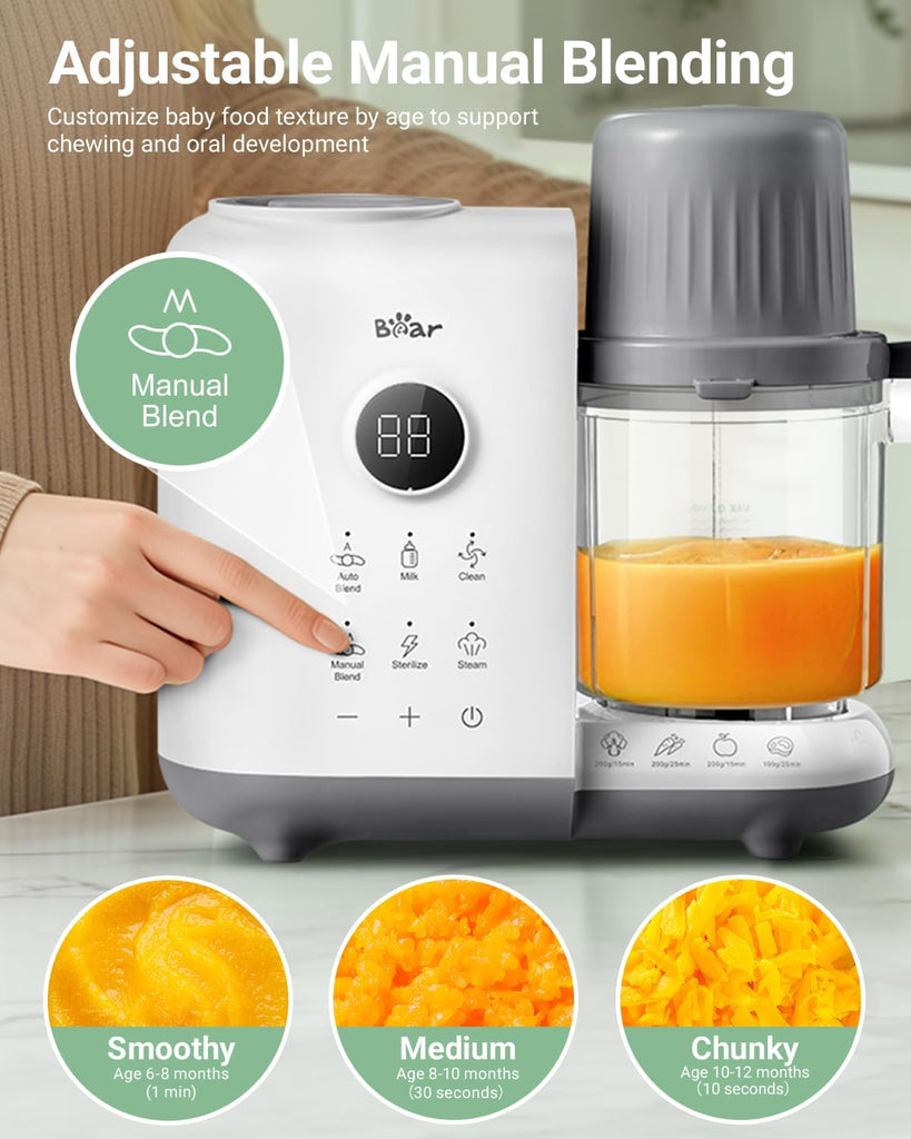 Baby Food Maker Steamer&Blender with Dual-Layer Steam Baskets, 18.5oz