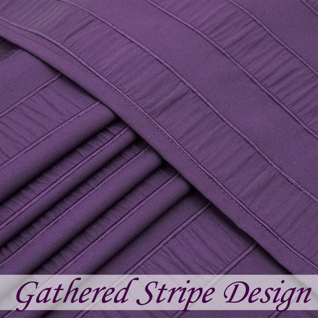 Purple Shower Curtains Gathered Stripe Seersucker Puckered Ruffle Decorative Pattern for Modern Elegant Bathroom Spa
