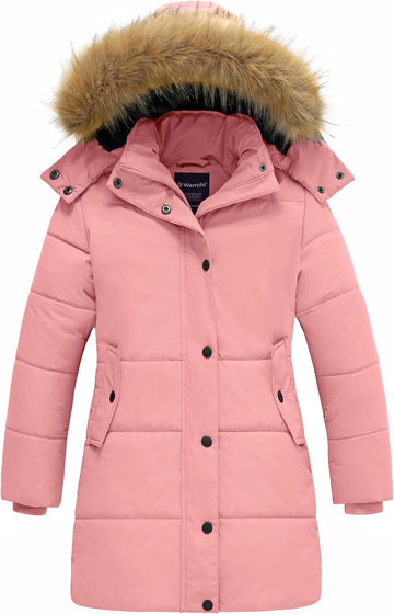 Girls' Waterproof Winter Coat Long Puffer Jacket Warm Parka Hooded