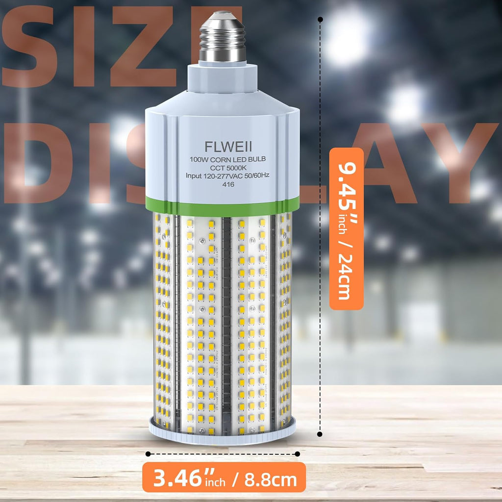 100W LED Corn Light Bulb, E26/E39 led Bulb Large Mogul Base, 110/277v 5000K Daylight White Lamp, 13500 Lumen