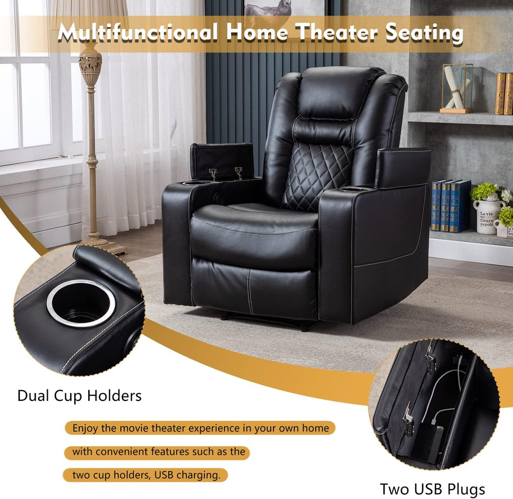 Electric Power Recliner Chair with USB Ports and Cup Holders