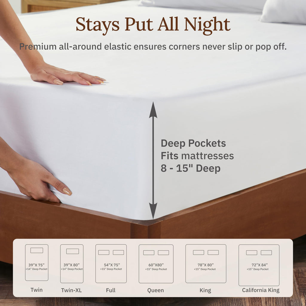 100% Organic Cotton Sateen Sheet Set, White