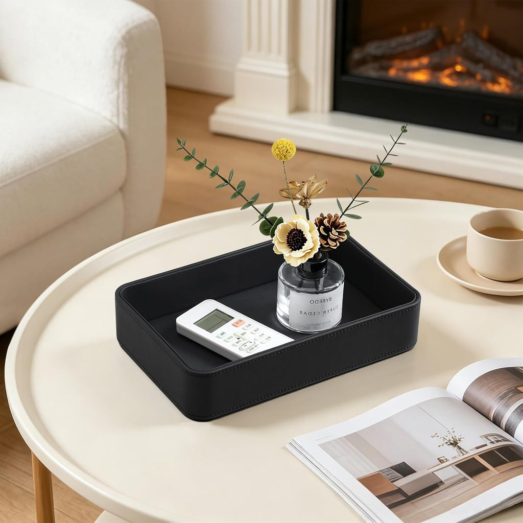 Valet Tray for Men, PU Leather Catchall Tray Nightstand Organizer