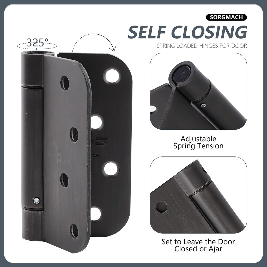 Self Closing Hinge Oil Rubbed Bronze Auto Close Hardware Hinge Outlet Adjustable Spring Hinges Door Closer Hinge 5/8" - Door Hinge