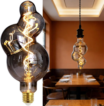 Vintage Led Bulb G30 Small Bubble 4W Dimmable 110-130V E26 Base Specialty Decorative Edison Bulb Smoke Gray Glass